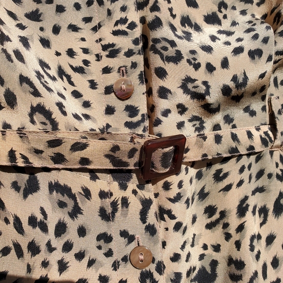 VINTAGE LEOPARD BELT SILK CINCH DRESS - Picture 2 of 13
